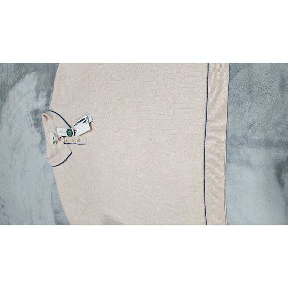 The Commons Men's XXL Light Pink Ribbed Contrast Stitch Sweater Polo Shirt NWT - Picture 8 of 11